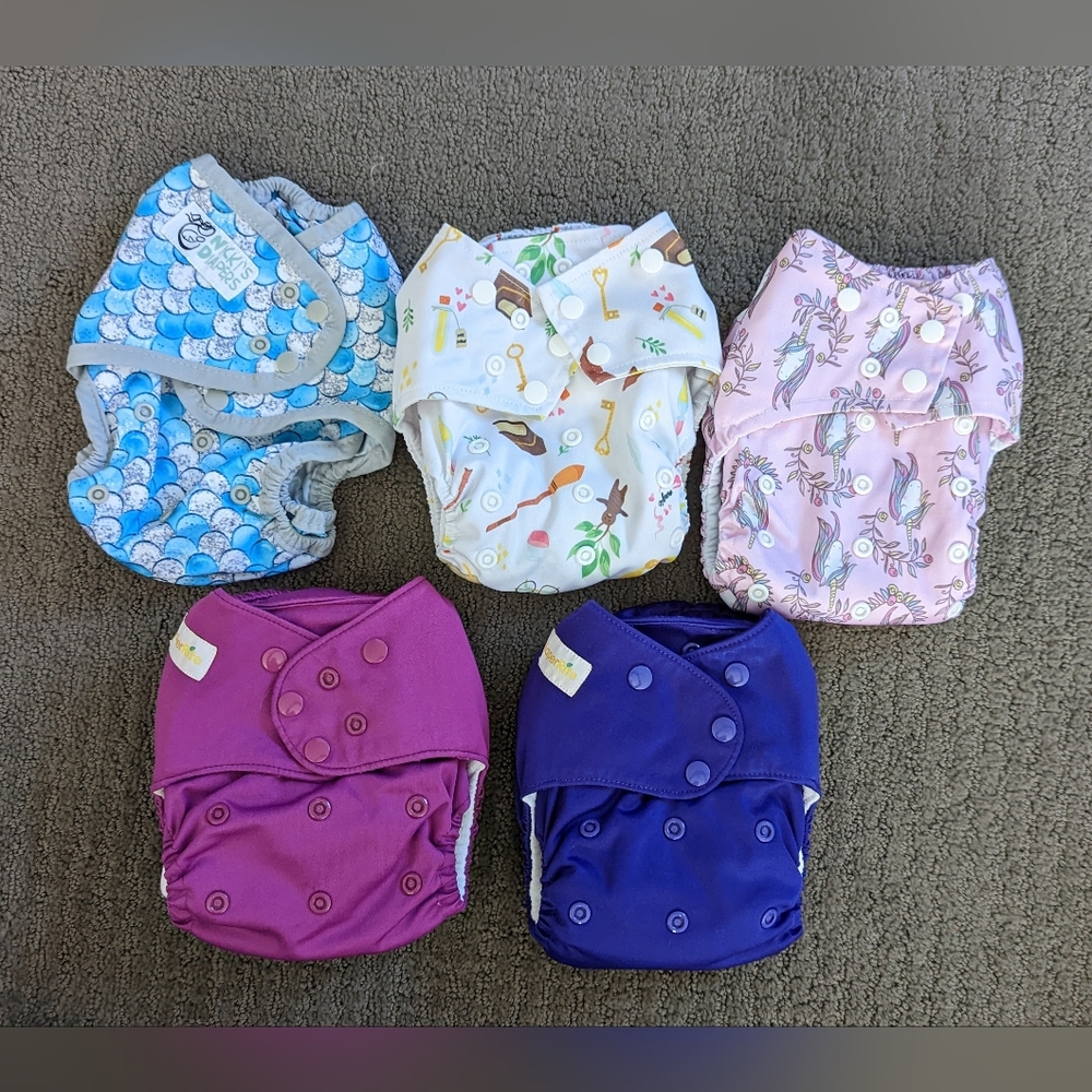 Nicki's Diaper, Cutie Bootie All-in-one, and DiaperRite All-in-one diapers